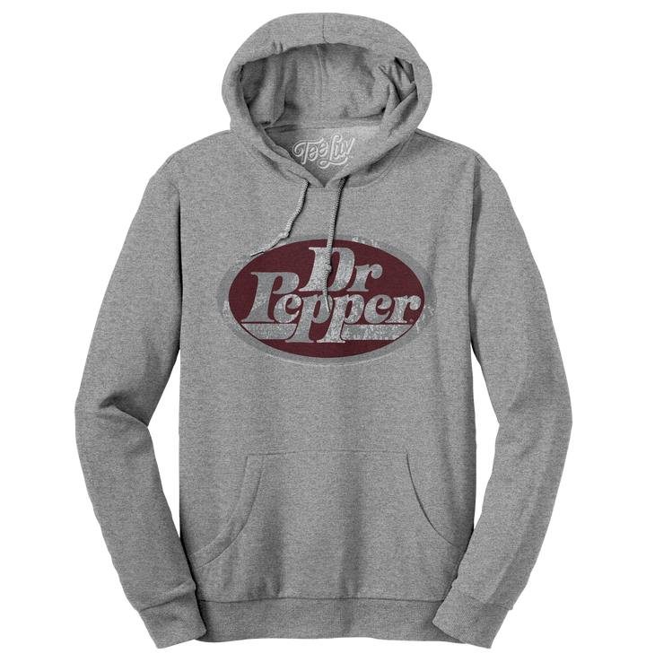 Dr Pepper Silver Logo Pullover Hooded Sweatshirt - Gray