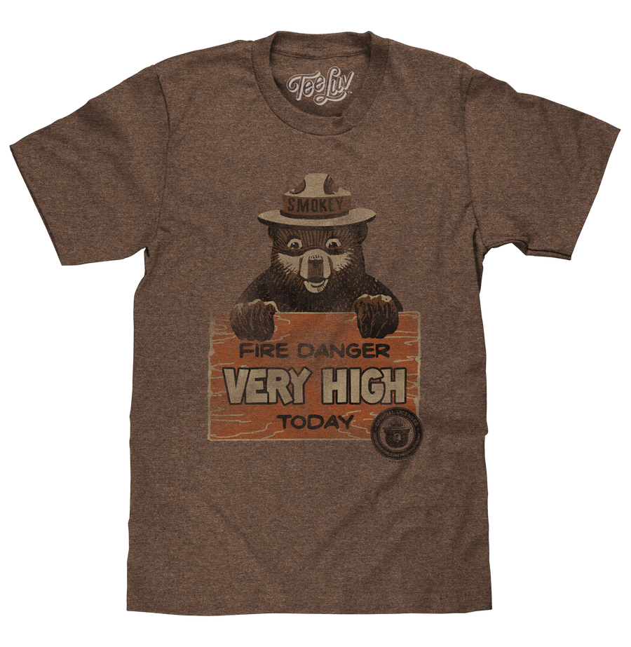 Smokey Fire Danger Very High T-Shirt - Brown