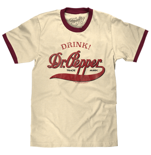 Retro Drink Dr. Pepper Ringer T-Shirt - Beige and Maroon
