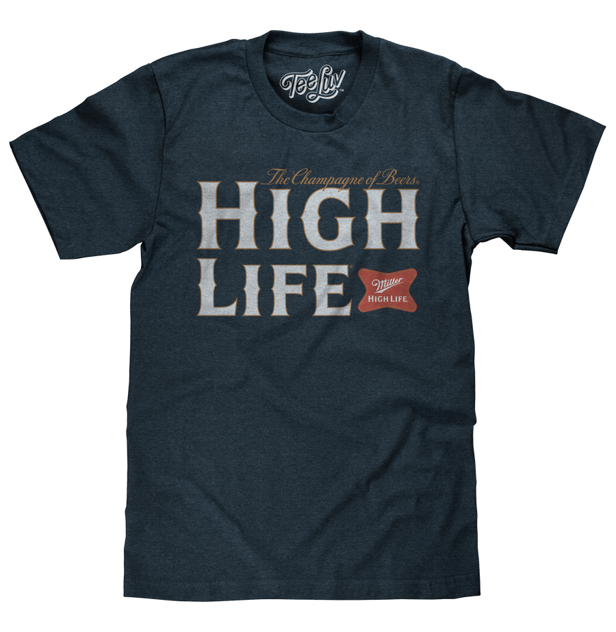 Miller High Life Champagne of Beers T-Shirt - Heather Navy Blue