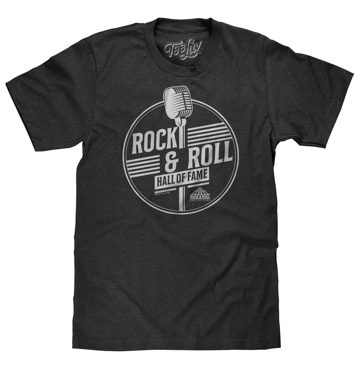Rock and Roll Hall of Fame Retro Microphone T-Shirt - Charcoal Gray Heather