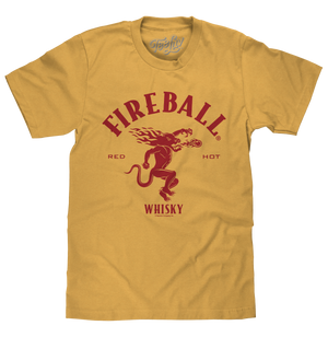 Fireball Whisky Red Hot Dragon Logo T-Shirt - Mustard Yellow