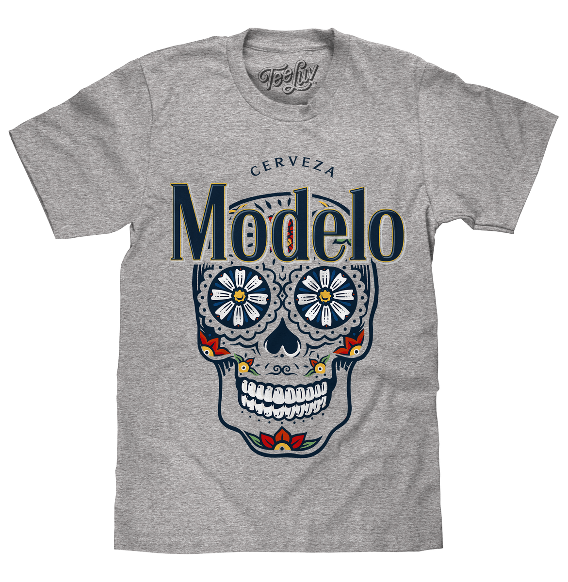 Cerveza Modelo Sugar Skull T-Shirt - Athletic Heather Gray