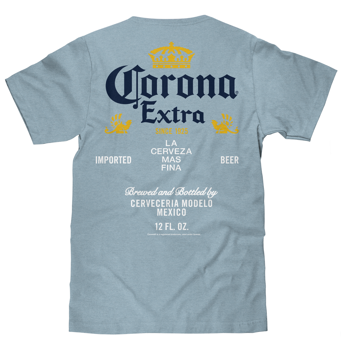 Corona Extra Left Chest Front and Back Beer Logo T-Shirt - Arctic