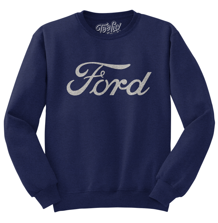 Faded Ford Cat Logo Crewneck Sweatshirt - Navy Blue