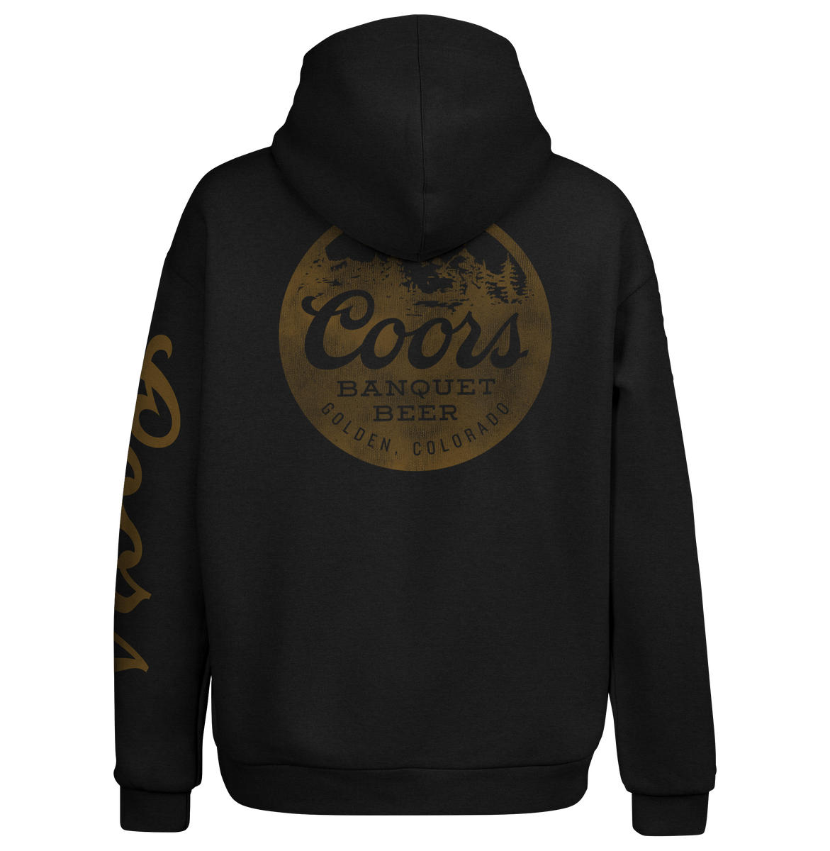 Coors Banquet Beer Double Sided with Sleeve Print Hooded Sweatshirt Black