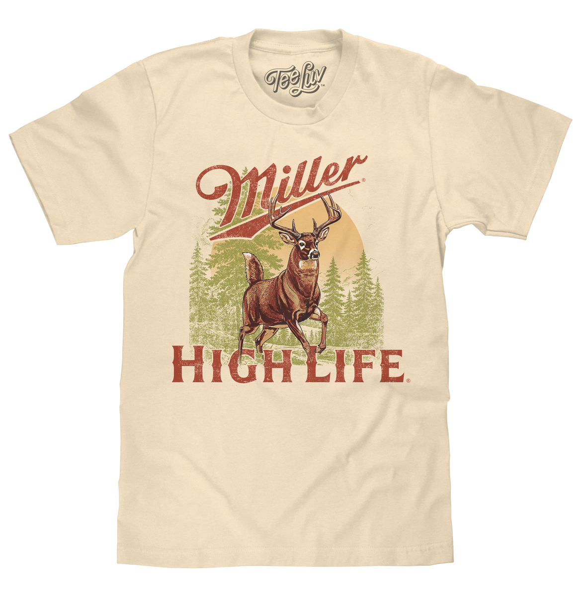 Made in the USA Miller High Life Deer T-Shirt - Natural Beige