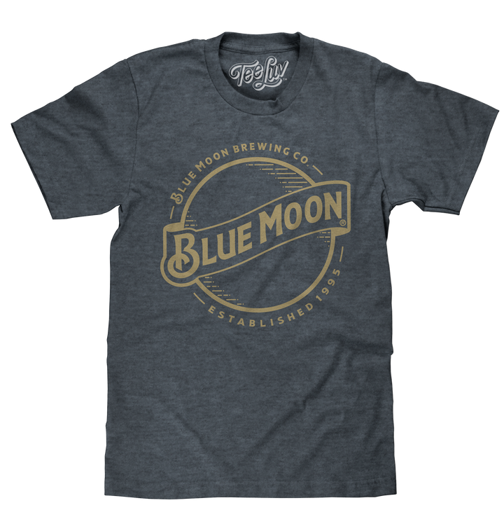 Blue Moon Gold Print Logo T-Shirt - Heather Blue