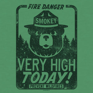 Smokey Bear "Fire Danger Very High" Big and Tall T-Shirt - Green