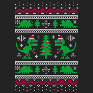 "Dino-mas" Dinosaur Christmas Crewneck Sweatshirt - Black