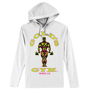 Gold's Gym Long Sleeve Hooded T-Shirt - White