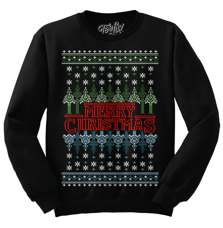 Merry Christmas Ugly Sweater Crewneck - Black