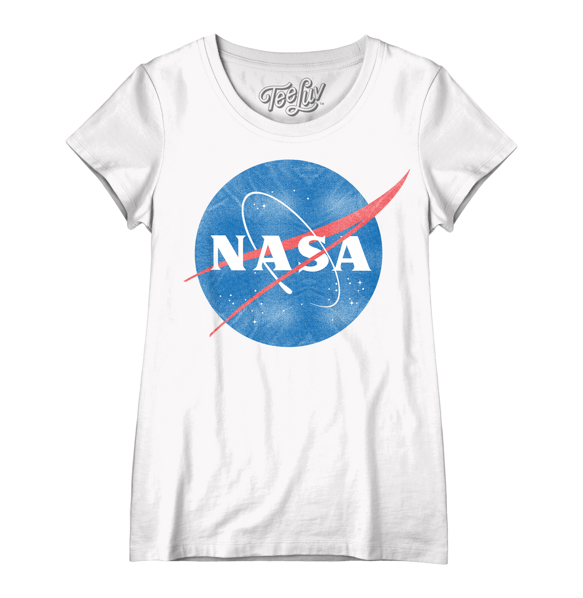 Luv Women\'s Vintage - – White NASA Logo Scoopneck Tee T-Shirt