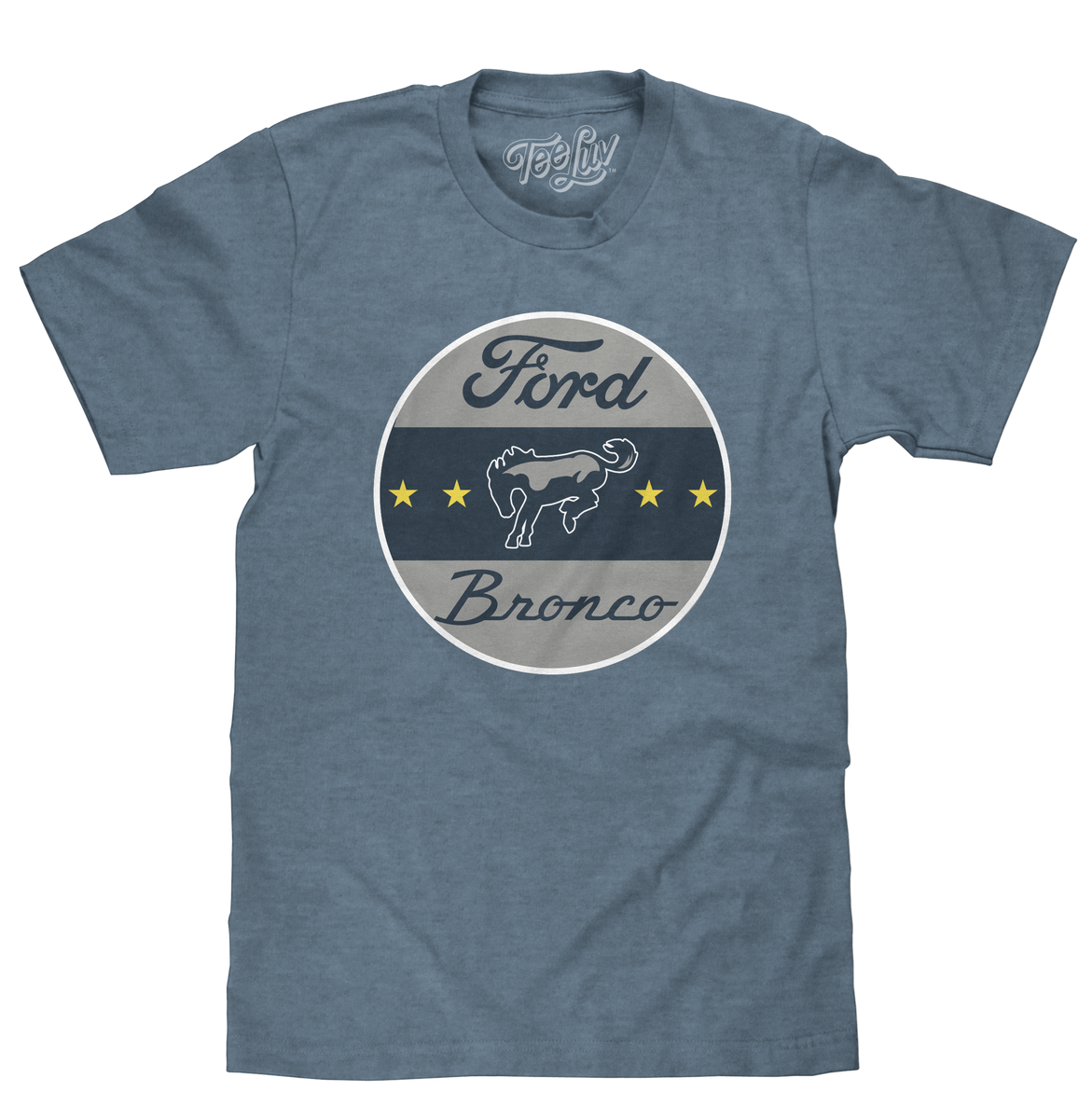 Ford Bronco T-Shirt - Navy Blue w/ "Bronco" Script Logo &  American Flag