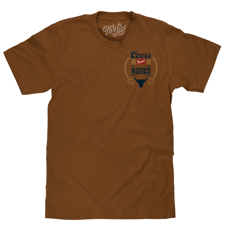 Coors Banquet Rodeo Bull Beer Front and Back T-Shirt - Brown Sugar