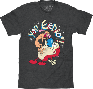 Ren and Stimpy You Eediot T-Shirt - Charcoal Gray Heather