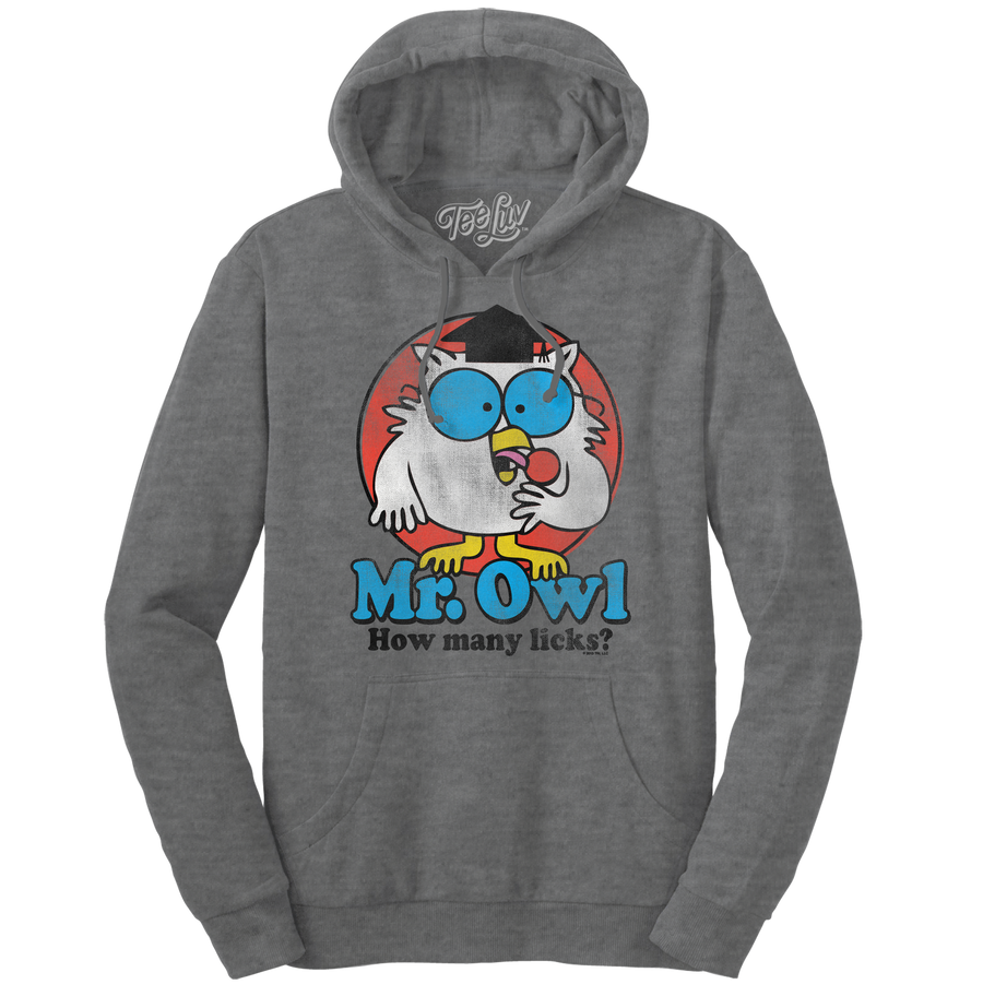 Mr. Owl Tootsie Pop How Many Licks Hooded Sweatshirt - Oxford Gray