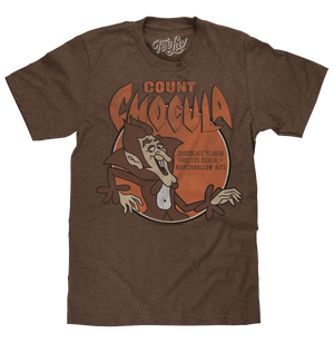 Count Chocula Distressed Monster Cereal Logo T-Shirt - Heather Brown