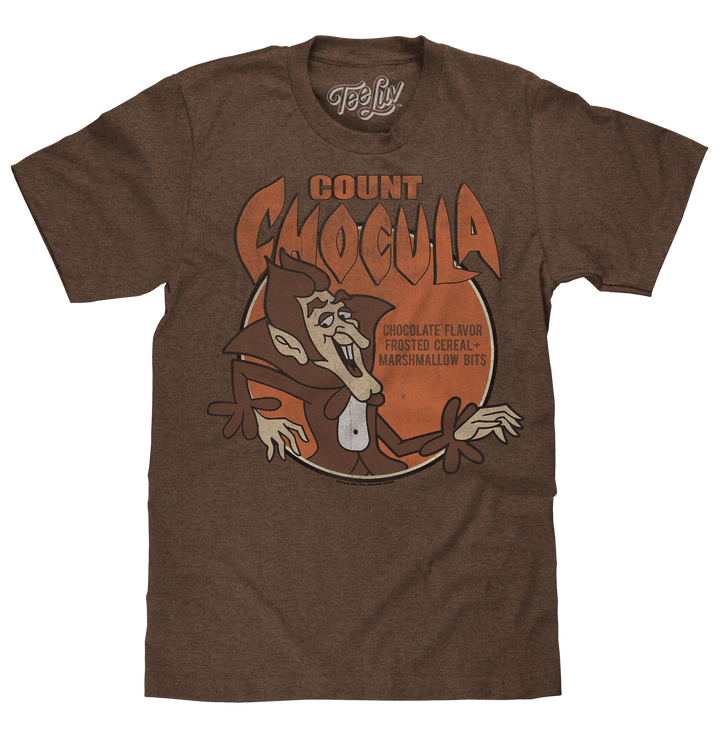 Count Chocula Distressed Monster Cereal Logo T-Shirt - Heather Brown