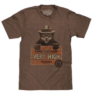 Smokey Fire Danger Very High T-Shirt - Brown