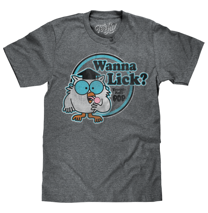 Tootsie Roll Pop Mr. Owl Wanna Lick? T-Shirt - Gray