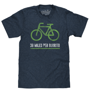 38 Miles Per Burrito Bike T-Shirt - Blue
