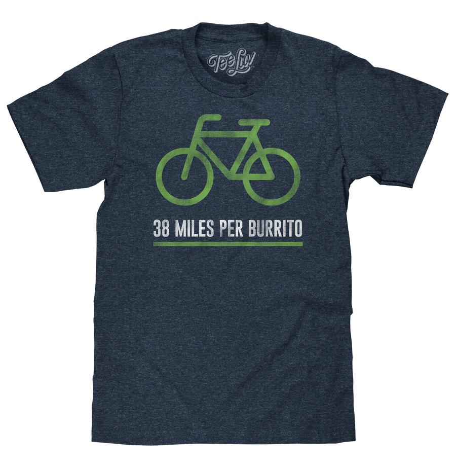 38 Miles Per Burrito Bike T-Shirt - Blue