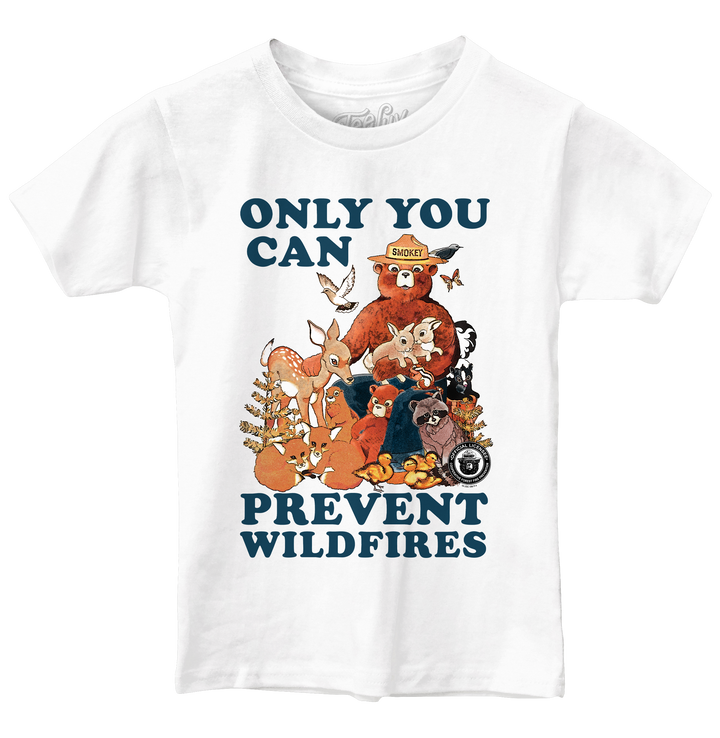 Kids Smokey Bear Only You Can Prevent Wildfires Youth T-Shirt - White