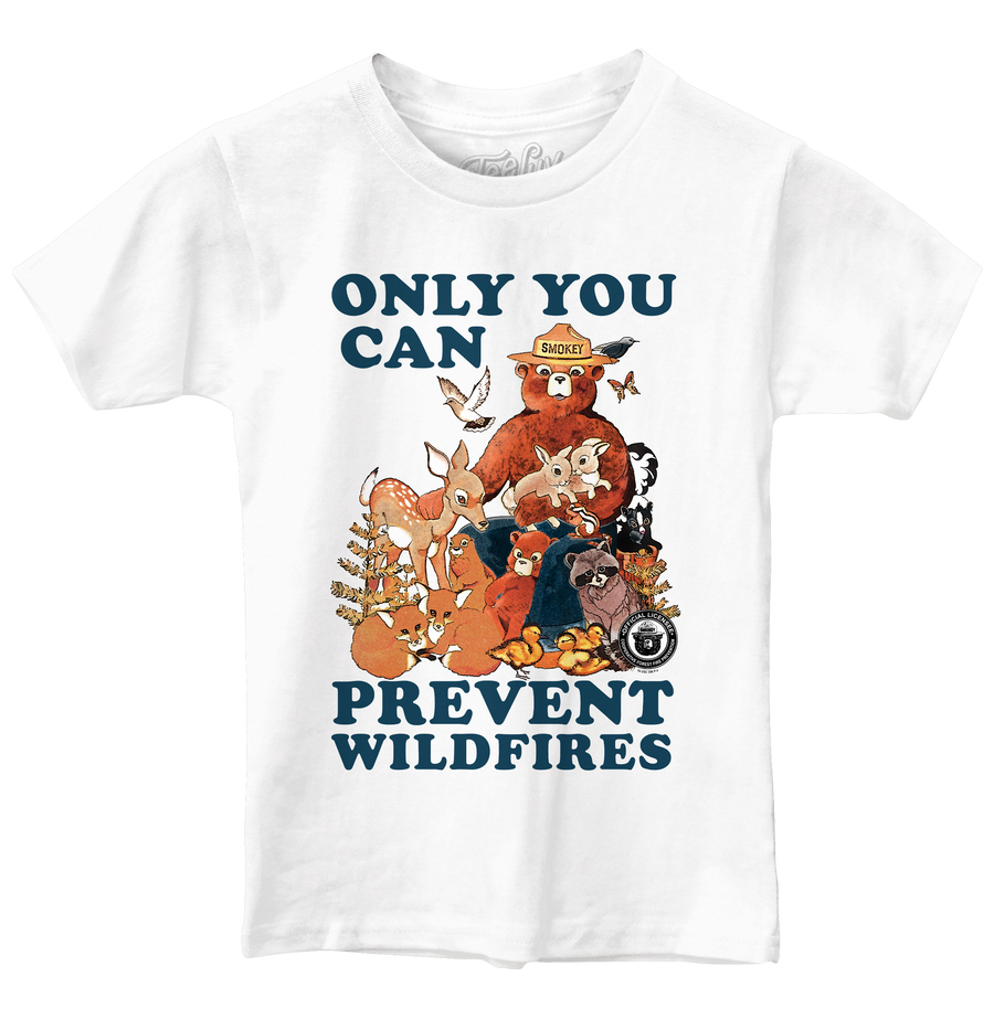 Kids Smokey Bear Only You Can Prevent Wildfires Youth T-Shirt - White