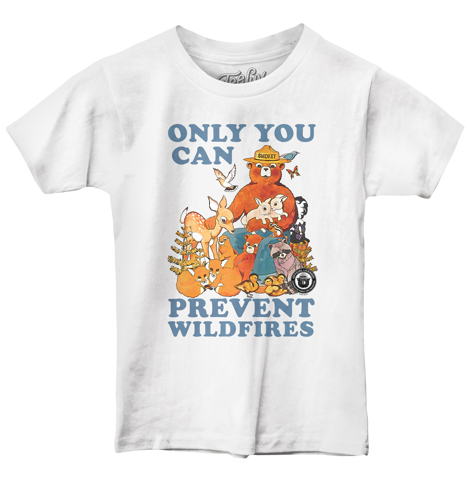 Kids Smokey Bear Only You Can Prevent Wildfires Youth T-Shirt - White – Tee  Luv