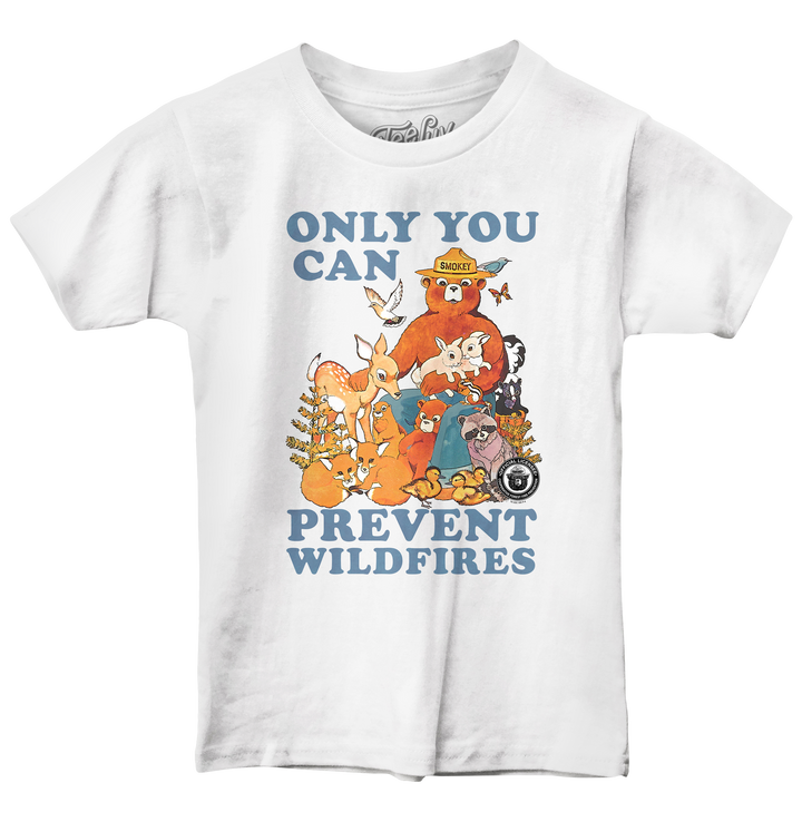 Kids Smokey Bear Only You Can Prevent Wildfires Youth T-Shirt - White