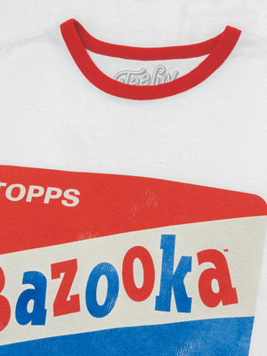 Topps Bazooka Bubble Gum Ringer T-Shirt- Red and White