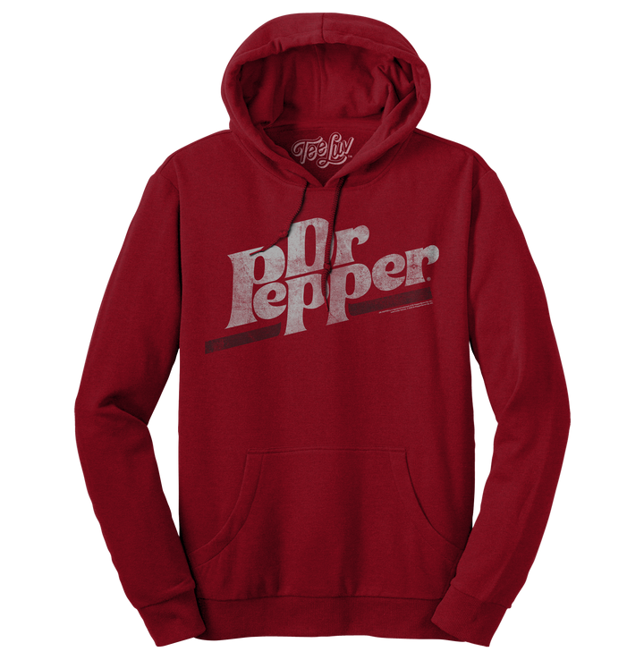 Dr Pepper Distressed Logo Pullover Hooded Sweatshirt - Red