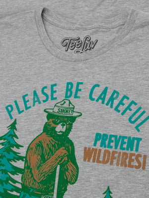 Smokey Bear Please Be Careful Prevent Wildfires  Women's Scoopneck T-Shirt - Gray