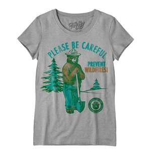 Smokey Bear Please Be Careful Prevent Wildfires Women's Scoopneck T-Shirt Gray