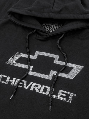 Chevrolet Logo Pullover Hooded Fleece Sweatshirt - Black