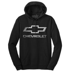 Chevrolet Logo Pullover Hooded Fleece Sweatshirt Black Tee Luv