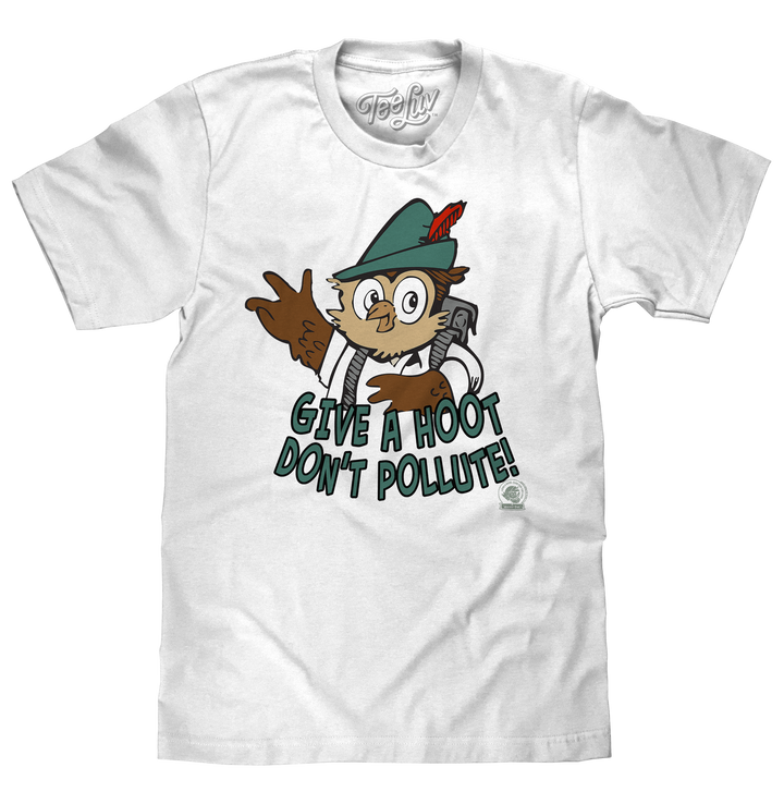 Woodsy Owl Give a Hoot Don't Pollute on Recycled T-Shirt - White