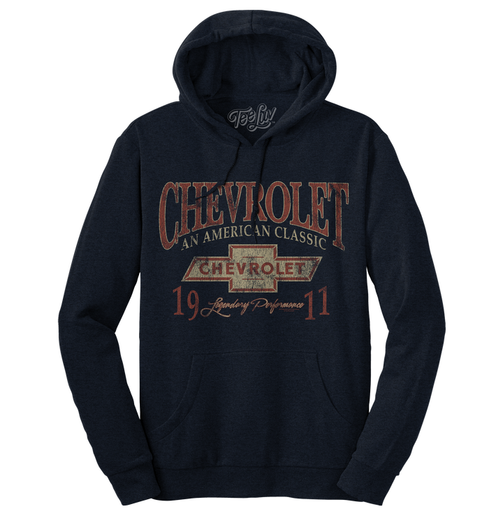 Chevy American Classic Pullover Hooded Sweatshirt - Navy