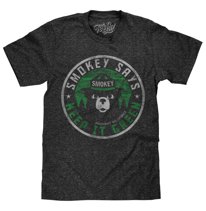 Smokey Says "Keep it Green, Prevent Wildfires" T-Shirt - Gray