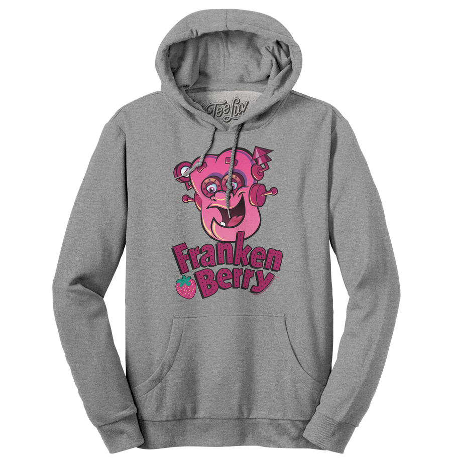 Franken Berry Monster Cereal Mascot Hooded Sweatshirt - Oxford Gray