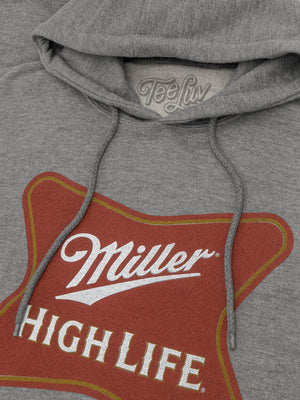 Miller High Life Beer Logo Hooded Sweatshirt - Oxford Gray