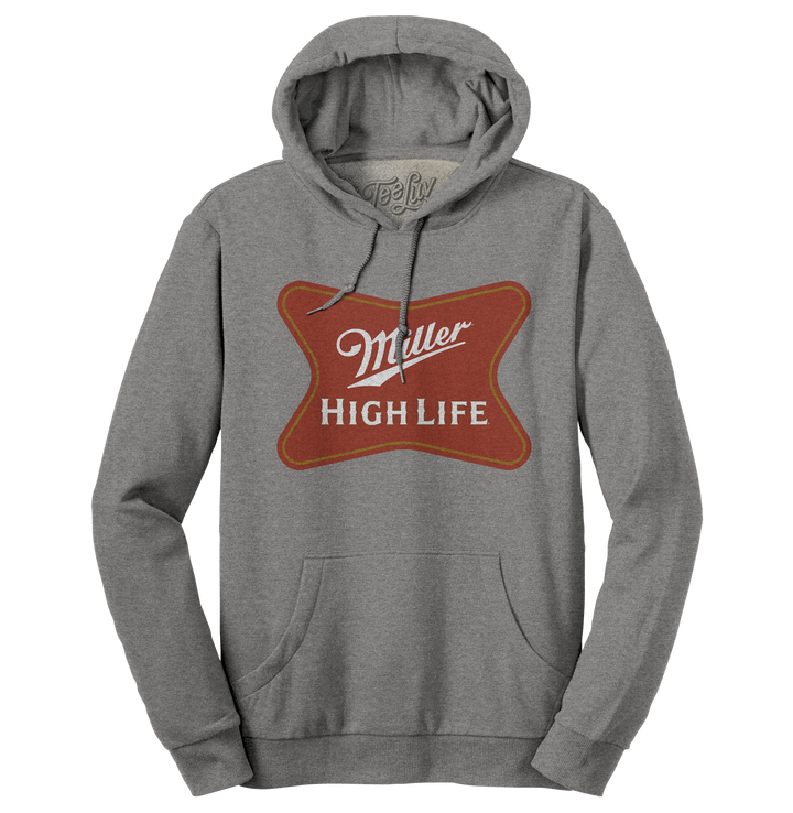 Miller High Life Beer Logo Hooded Sweatshirt - Oxford Gray