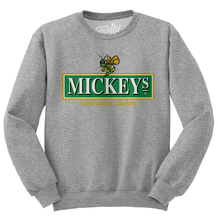 Mickey's Fine Malt Liquor Beer Logo Crewneck Sweatshirt - Athletic Heather Gray
