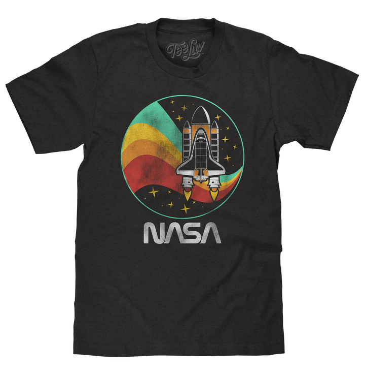 NASA Space Shuttle Worm Logo T-Shirt - Vintage Black