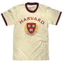 Harvard University Veritas Ringer T-Shirt - Natural Beige and Maroon