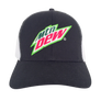 Tee Luv Mountain Dew Mesh Back Soda Logo Baseball Hat - Black and White