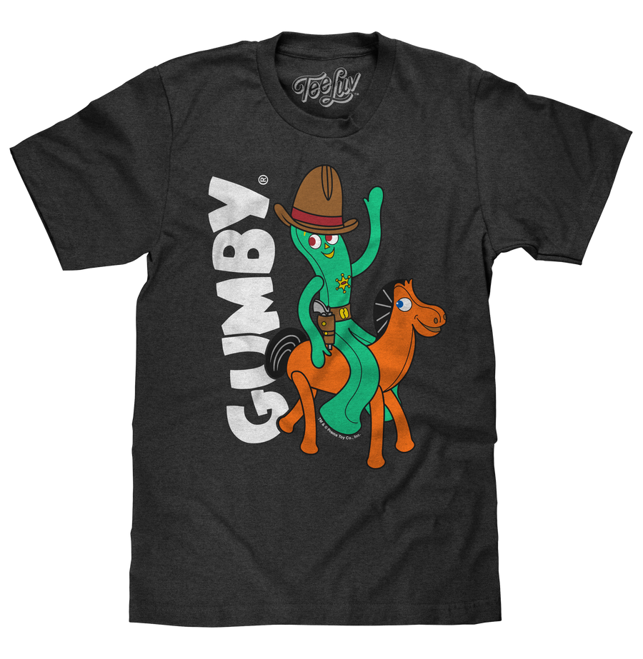 Gumby and Pokey Cowboy T-Shirt - Charcoal Gray Heather