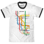 Manhattan Metro Map Ringer T-Shirt - White and Black