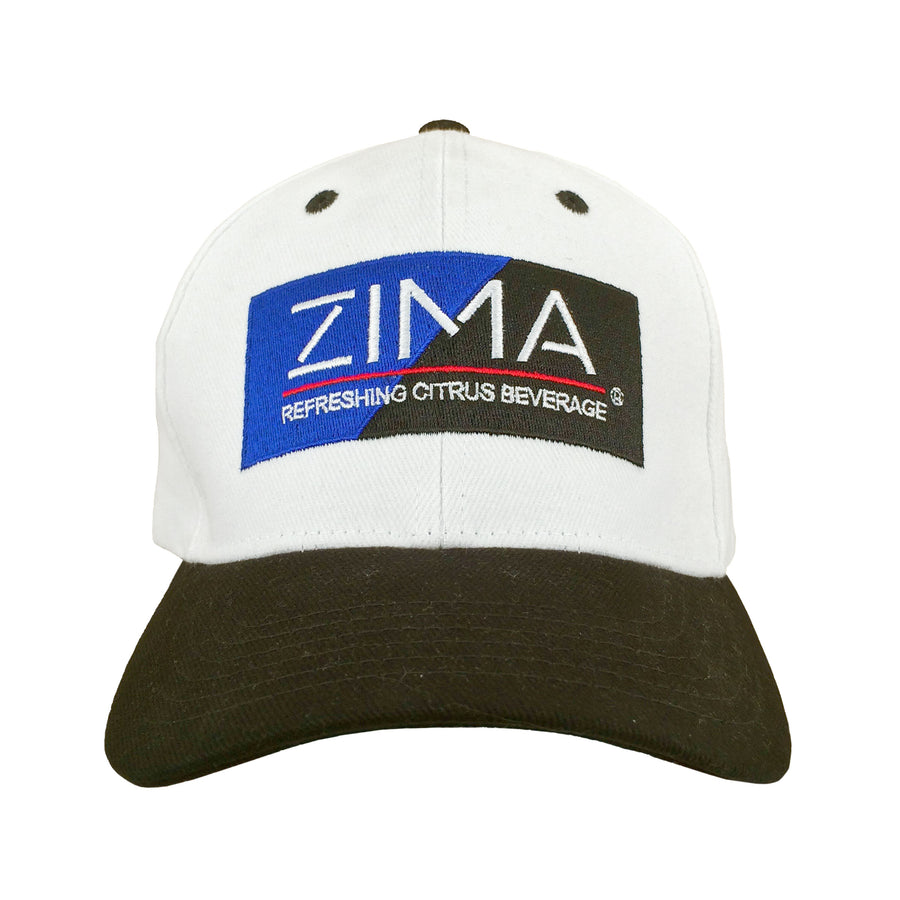 Zima 90s Retro Beer Logo Baseball Cap - White and Black